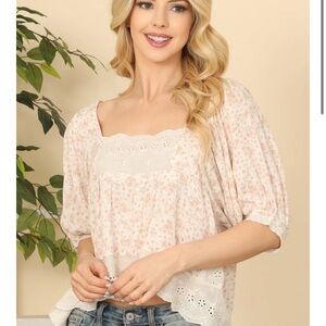 Olivaceous Cream Puff Sleeve Blouse